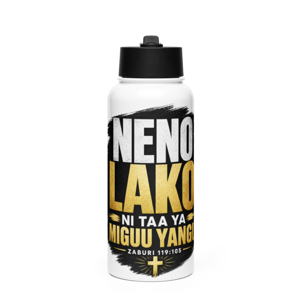 Stainless steel water bottle with a straw lid